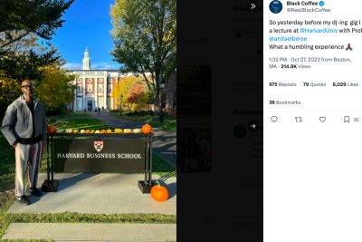 DJ Black Coffee shares Harvard lecture experience on social media.