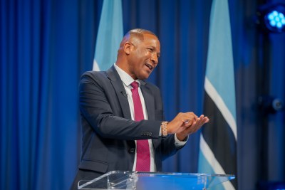 Newly elected President of Botswana Duma Boko gives his first speech as the leader of his Southern African country after his swearing-in at the Botswana High Court.
